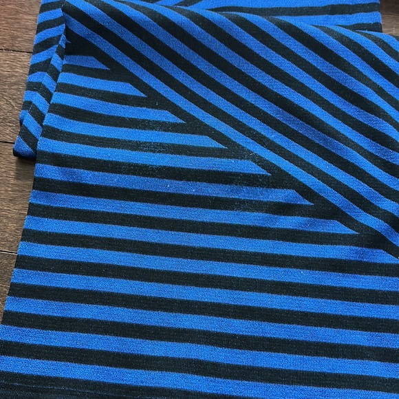 Bebe One Shoulder Bodycon Blue & Black Stripe Dress Small - Picture 5 of 6